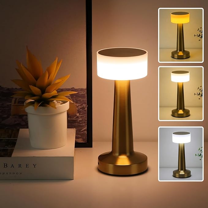 Retro Style Rechargeable Metal Touch Lamps